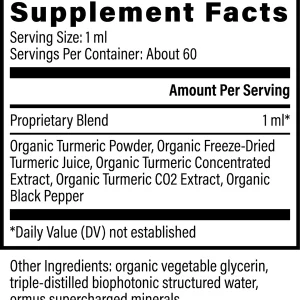 Organic turmeric ingredients used in Global Healing liquid supplement