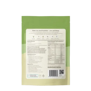 Side view of Hemp Foods Australia Organic Hemp Seeds 1 kg bag