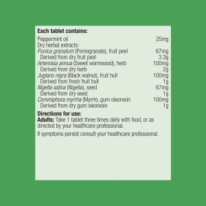 Herbal ingredients used in Metagenics ParaX formula