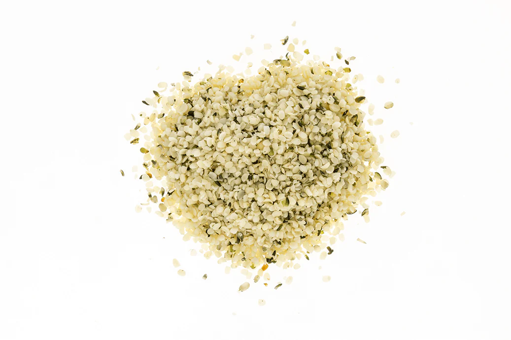 Close-up of raw organic hemp seeds texture