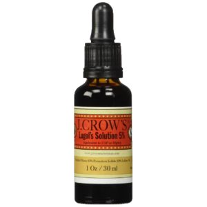 J. Crow’s Lugol’s Iodine 5 percent solution bottle